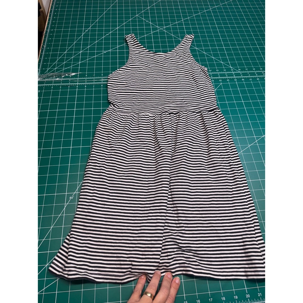 Old Navy Girls XL 14 Black White Striped Sleeveless Jersey Knit Skater Dress
